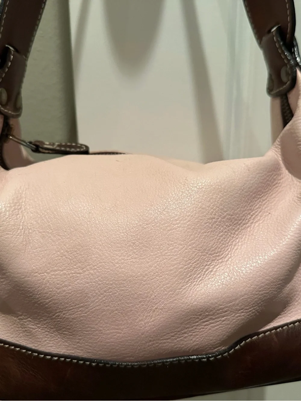 J. Jill Pink and Brown Pebble Leather Hobo Bag